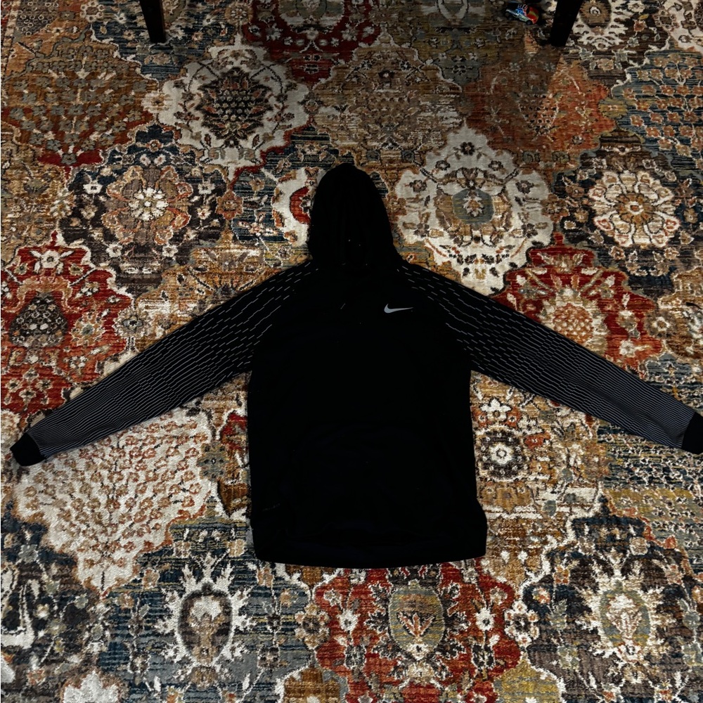 Nike Black Hoodie with Patterned Sleeves